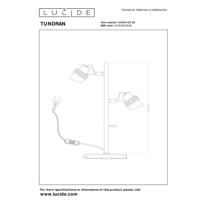 TUNDRAN - Lampa stołowa - 34544/02/30 Lucide